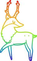 rainbow gradient line drawing cartoon stag vector