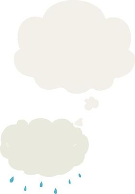 cartoon rain cloud and thought bubble in retro style