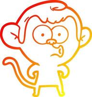 warm gradient line drawing cartoon hooting monkey vector