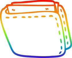 rainbow gradient line drawing cartoon old leather wallet vector