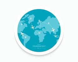 World Tourism Day With Map Flat vector