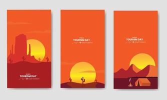 World Tourism Day Nature Landscape Bundle Template vector