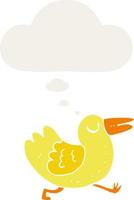 cartoon bird and thought bubble in retro style vector