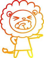 warm gradient line drawing cartoon angry lion in dress vector