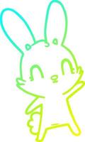 cold gradient line drawing cute cartoon rabbit vector