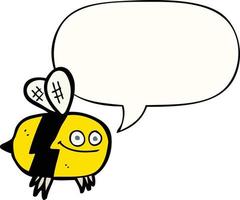 cartoon bee and speech bubble vector