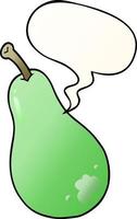 cartoon pear and speech bubble in smooth gradient style vector