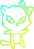 cold gradient line drawing cartoon cat vector