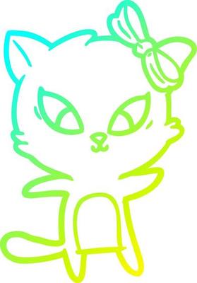 cold gradient line drawing cartoon cat