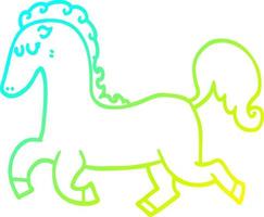 línea de gradiente frío dibujo caballo de dibujos animados corriendo