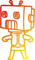 warm gradient line drawing cartoon robot vector