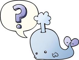 cartoon curious whale and speech bubble in smooth gradient style vector