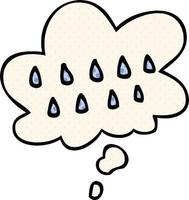 cartoon rain and thought bubble in comic book style vector