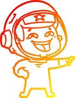 warm gradient line drawing cartoon laughing astronaut vector