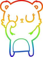 rainbow gradient line drawing peaceful cartoon bear vector