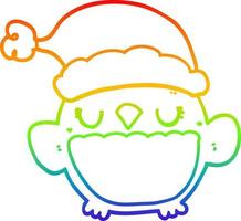 rainbow gradient line drawing cute christmas owl vector