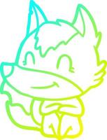 cold gradient line drawing friendly cartoon wolf vector