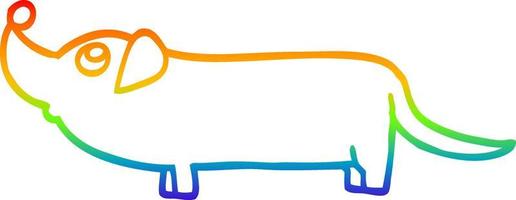 rainbow gradient line drawing cartoon dachshund vector