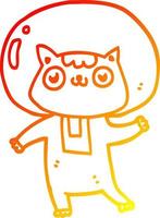 warm gradient line drawing cartoon space cat vector