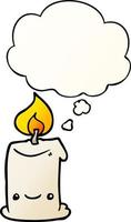 cartoon candle and thought bubble in smooth gradient style vector