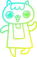 cold gradient line drawing cartoon cat vector