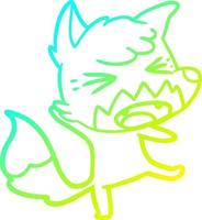 cold gradient line drawing angry cartoon fox vector