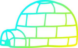 cold gradient line drawing cartoon igloo vector