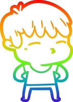 rainbow gradient line drawing cartoon curious boy vector