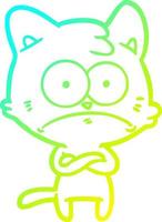 cold gradient line drawing cartoon nervous cat vector