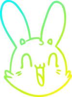 cold gradient line drawing cartoon crazy happy bunny face vector