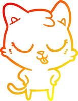 warm gradient line drawing cartoon cat vector