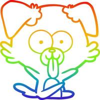 rainbow gradient line drawing cartoon dog with tongue sticking out vector