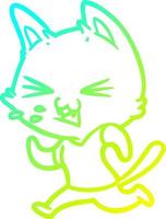 cold gradient line drawing cartoon running cat hissing vector