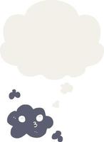 cute cartoon cloud and thought bubble in retro style vector