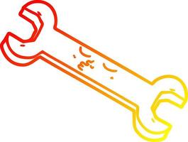 warm gradient line drawing cartoon spanner vector