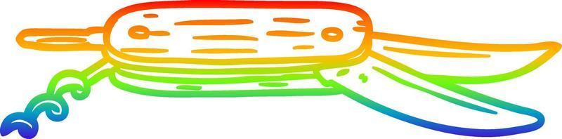 rainbow gradient line drawing pocket folding knife vector