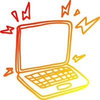 warm gradient line drawing cartoon laptop computer vector
