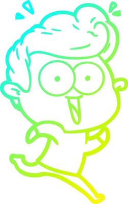 cold gradient line drawing cartoon excited man