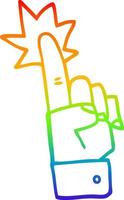 rainbow gradient line drawing cartoon pointing hand vector