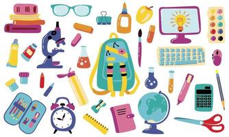 Back to school. School set. White background, isolate. vector illustration.