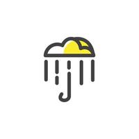 Umbrella with rain simple line vector