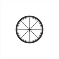 signo de vector de icono de rueda de bicicleta aislado sobre fondo blanco