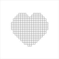 Vector pixel art heart on white background