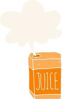 cartoon juice box and speech bubble in retro style vector