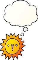 cartoon sun and thought bubble in smooth gradient style vector