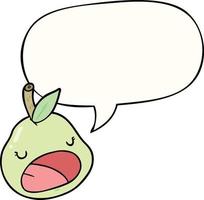 cute cartoon pear and speech bubble vector