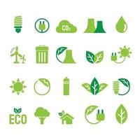 el paquete de iconos ecológicos establece una imagen vectorial para el concepto de medio ambiente vector