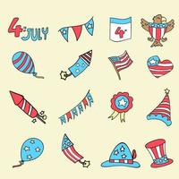 4th July bundle set vector image for celebration concept