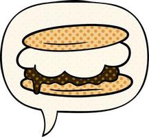 smore cartoon and speech bubble in comic book style vector