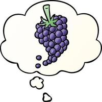 cartoon grapes and thought bubble in smooth gradient style vector